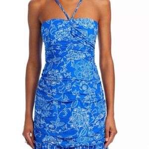 Aqua Royal Blue Textured Dress